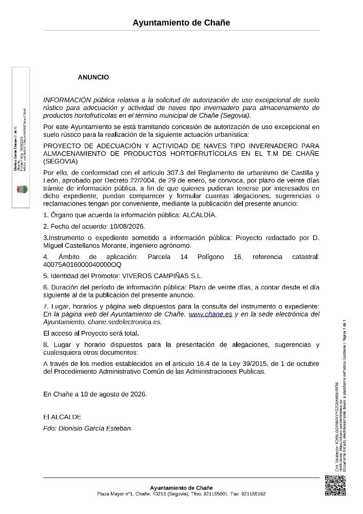 Imagen INFORMACIÓN pública relativa a la solicitud de autorización de uso excepcional de suelo